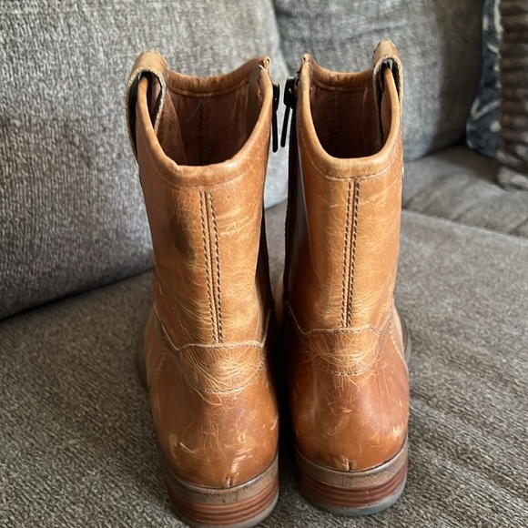 Vince Camuto Payatt Boots Size 8 M Warm Cognac Patina Round Toe - Picture 7 of 16